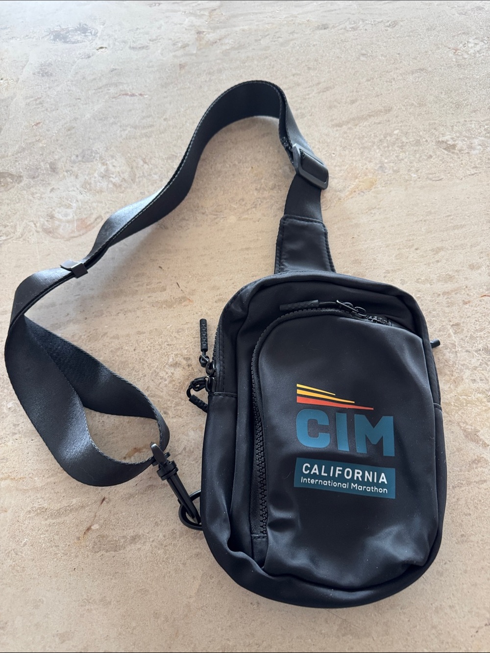 California International Marathon Black Crossbody Sling Bag